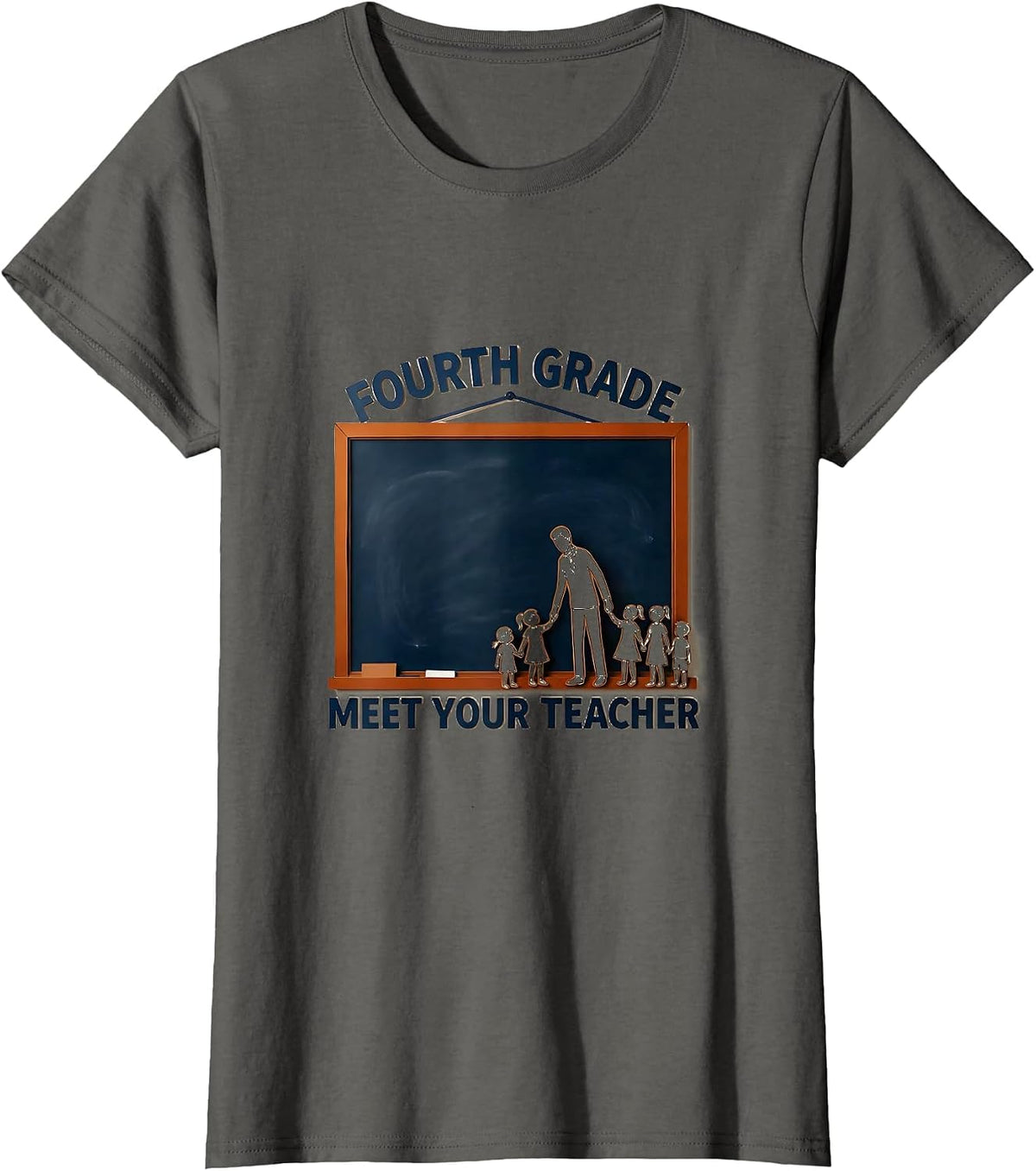 Women's Fourth Grade Meet Your Teacher Funny Teacher Team Back To T-Shirt - Asphalt Grey