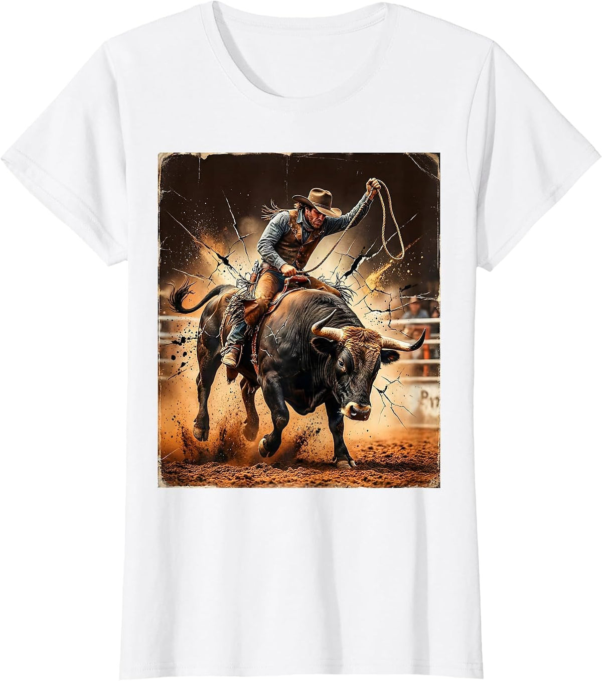 Cowboy Mechanical Bull Rodeo Graphic Tee for Boys T-Shirt - White