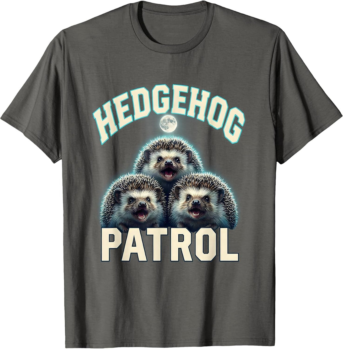 Men's Hedgehog Patrol Sports Funny Absurd Meme Humor T-Shirt - Asphalt Grey