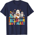 Inclusion Isn’t Scary Halloween Ghost Disability Awareness T-Shirt - Navy Blue
