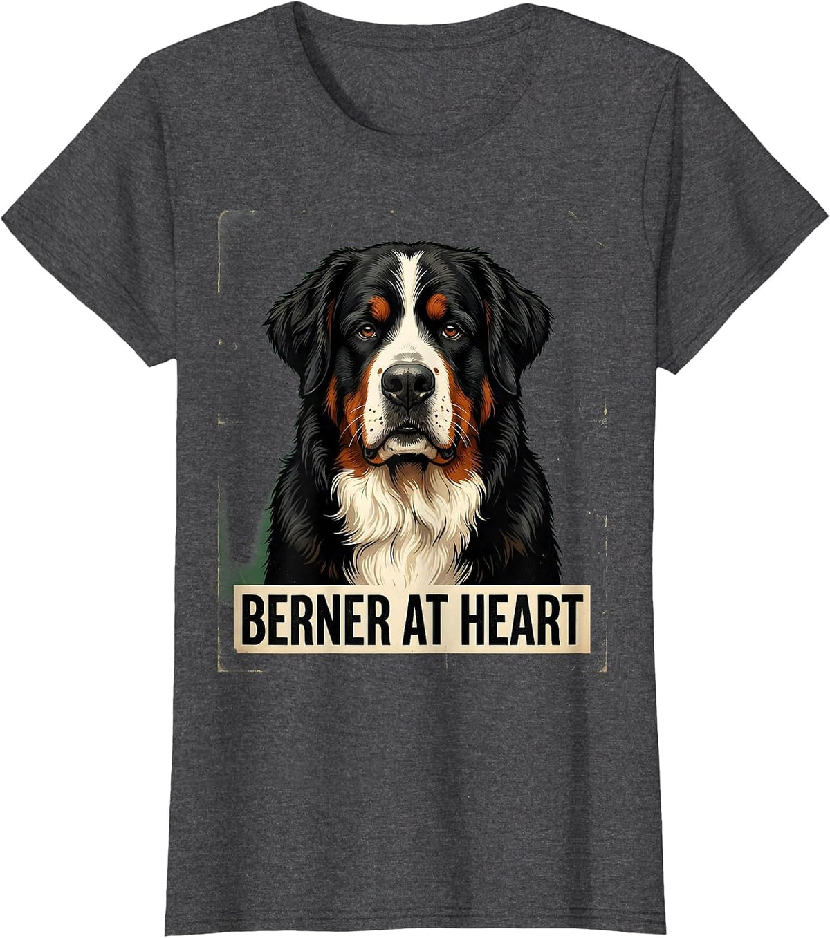 Women's Berner At Heart Vintage Bernese Mountain Dog Lover Gift T-Shirt - Dark Heather Grey