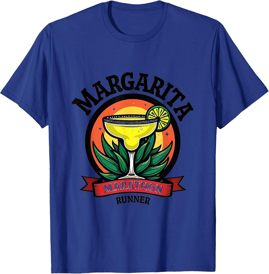 Margarita Marathon Runner Cinco de Mayo Design T-Shirt - Royal Blue