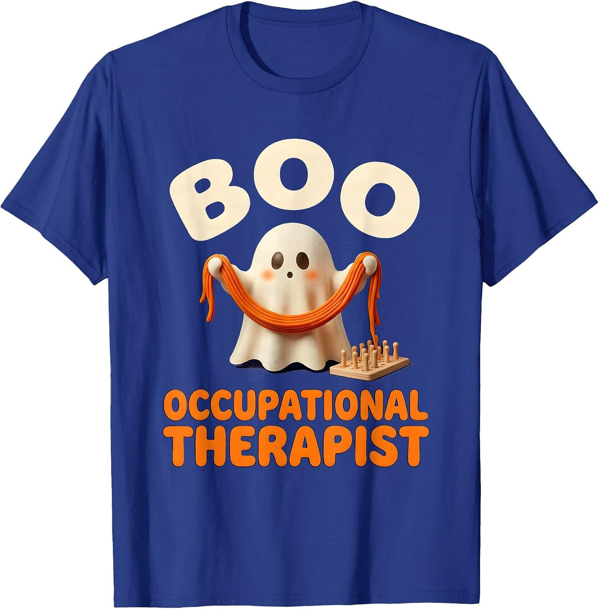 Men's Boo Occupational Therapist Cute Ghost Whimsical Halloween T-Shirt - Royal Blue