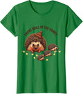Women's Front Quill Of The Family Cute Hedgehog Christmas Humor Gift T-Shirt - Kelly Green