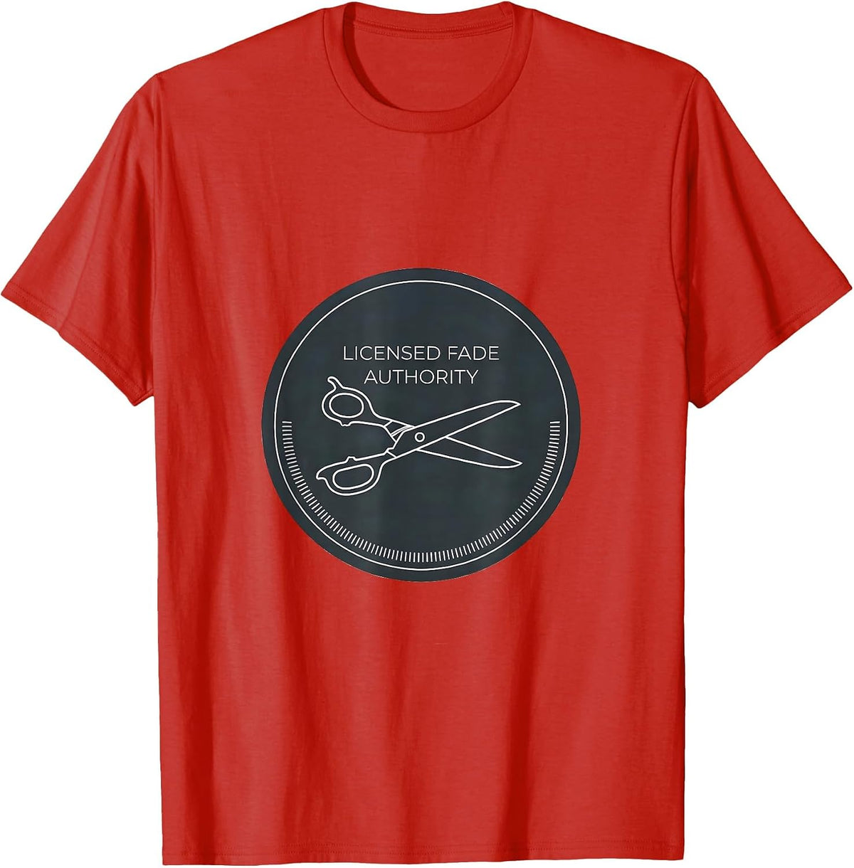 Men's Licensed Fade Authority Minimalist Barber Humor Gift T-Shirt - Red