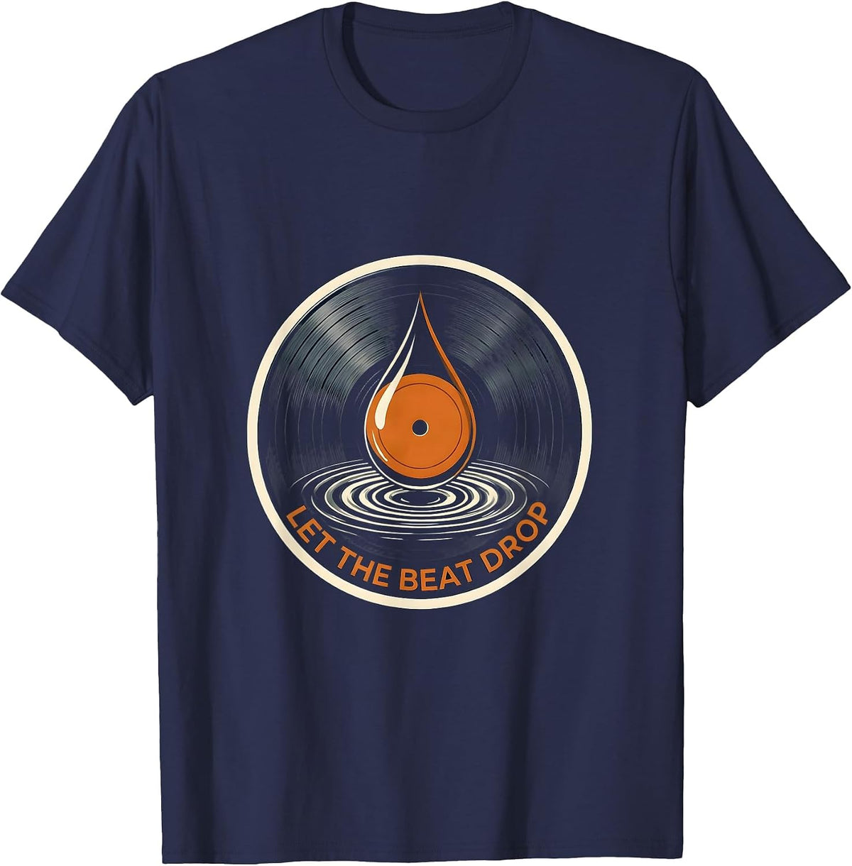 Let the Beat Drop Hip Hop Music Design T-Shirt - Navy Blue