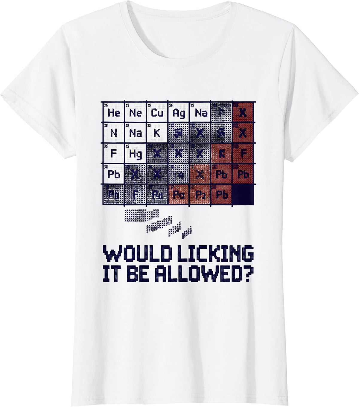 Would Licking It Be Allowed? Funny Periodic Table Chemistry T-Shirt - White