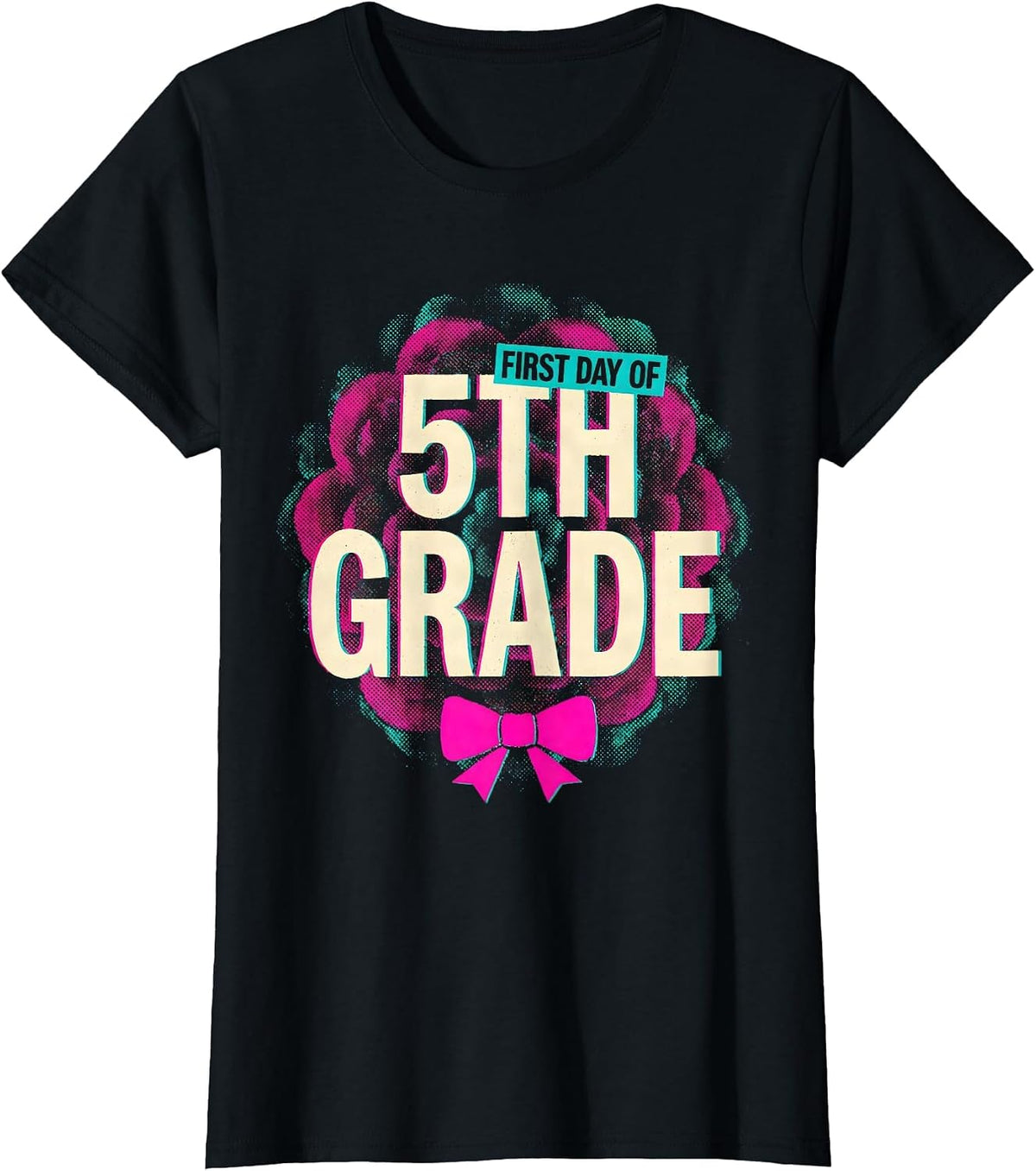 Women's First Day Of 5th Grade Coquette Bow Back To School Girl T-Shirt - Black