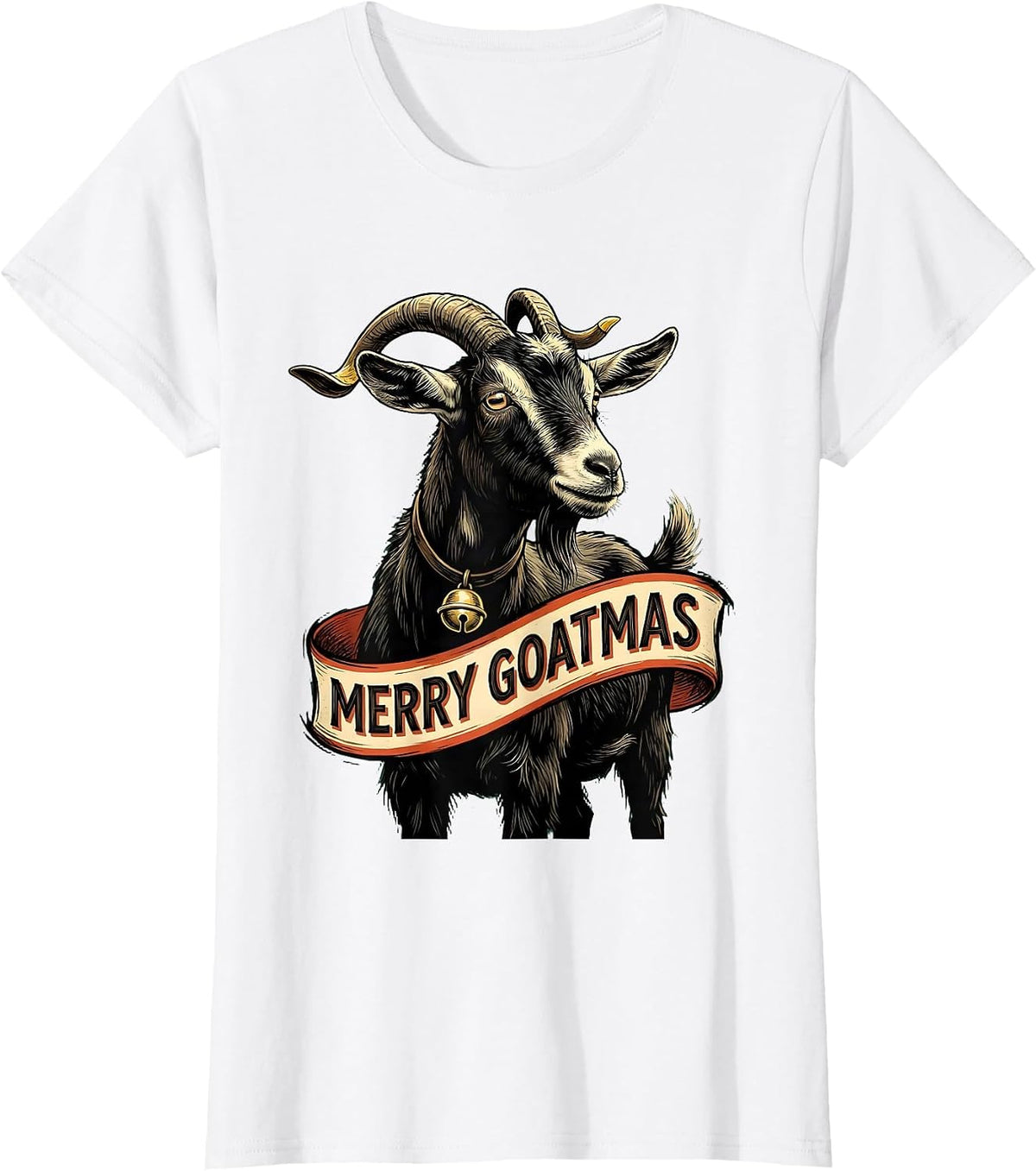 Women's Merry Goatmas Funny Goat Lover Christmas Humor T-Shirt - White