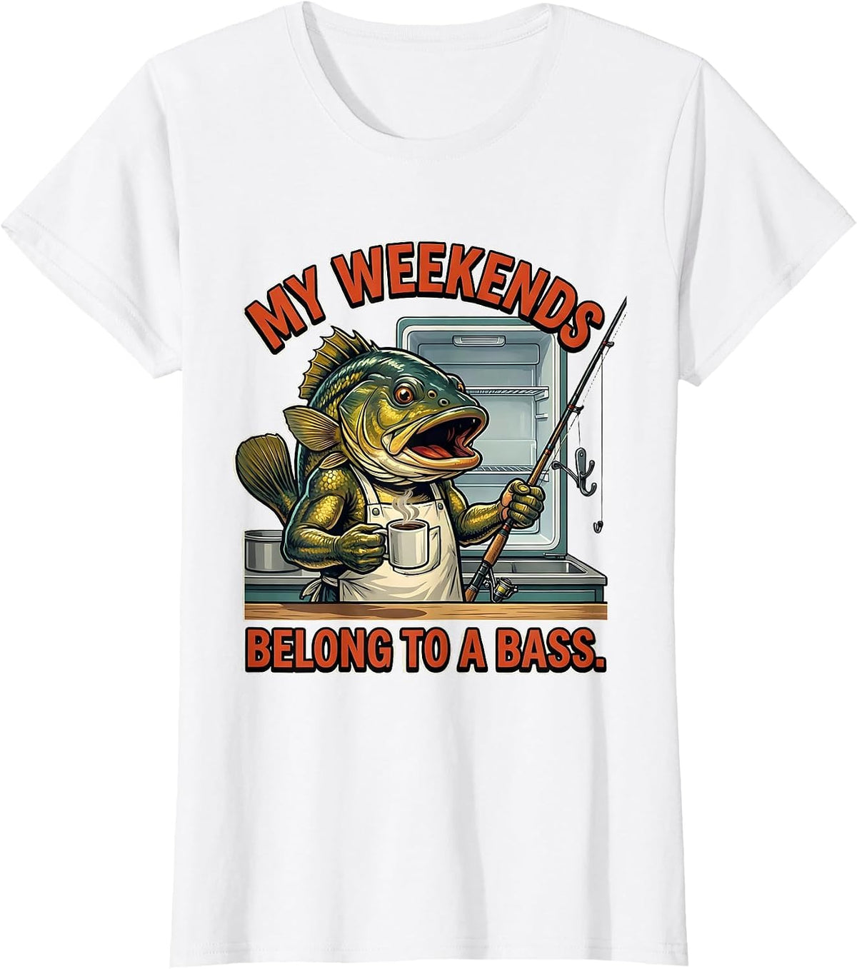 My Weekends Belong To A Bass Funny Fishing Dad Humor T-Shirt - White