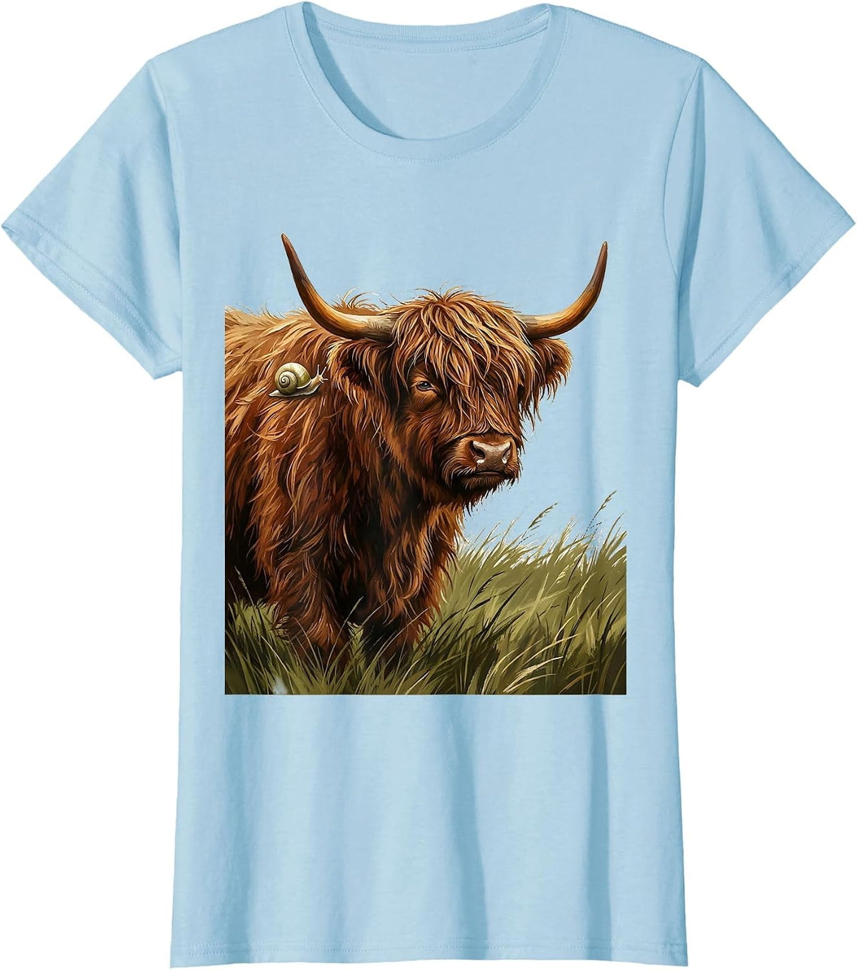 Highland Cow Cute Scottish Shaggy Cow Humor T-Shirt - Baby Blue