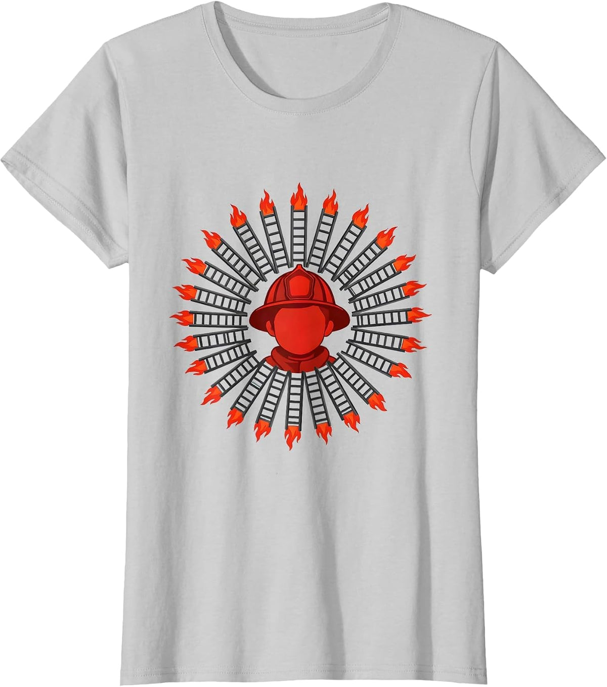 Child Firefighter Helmet Birthday Party Hat Minimalist T-Shirt - Silver Grey