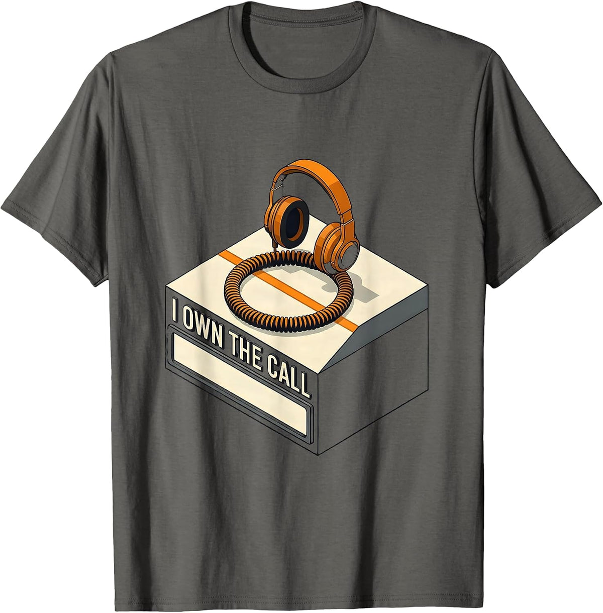 Men's I Own The Call 911 Dispatcher Emergency Dispatch Thin Yellow T-Shirt - Asphalt Grey