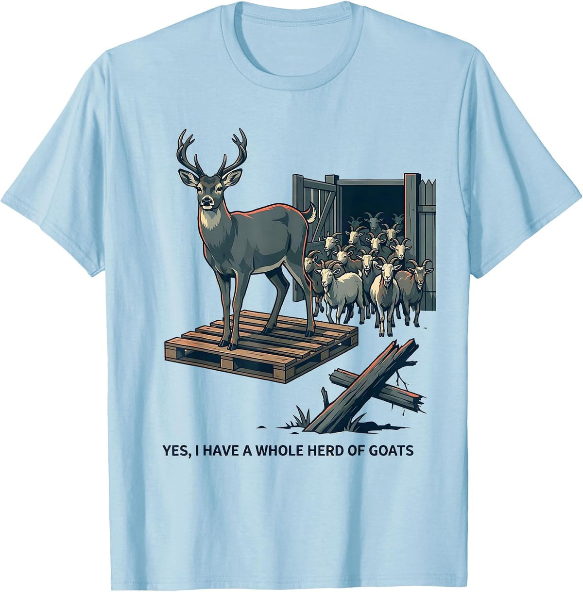 Men's Yes I Have A Whole Herd Of Goats Funny Goat Lover Farmer T-Shirt - Baby Blue