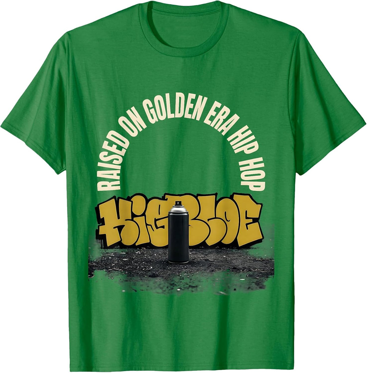 Men's Raised On Golden Era Hip Hop Vintage Streetwear Nostalgia T-Shirt - Kelly Green