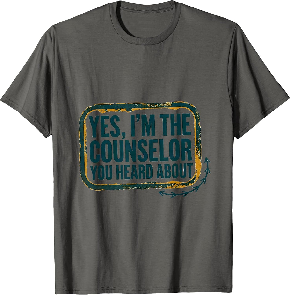 Yes, I'm The Counselor You Heard About Groovy Retro School T-Shirt - Asphalt Grey