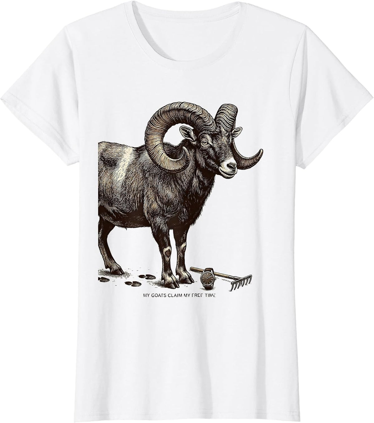 Women's My Goats Claim My Free Time Funny Goat Owner Farm Humor T-Shirt - White