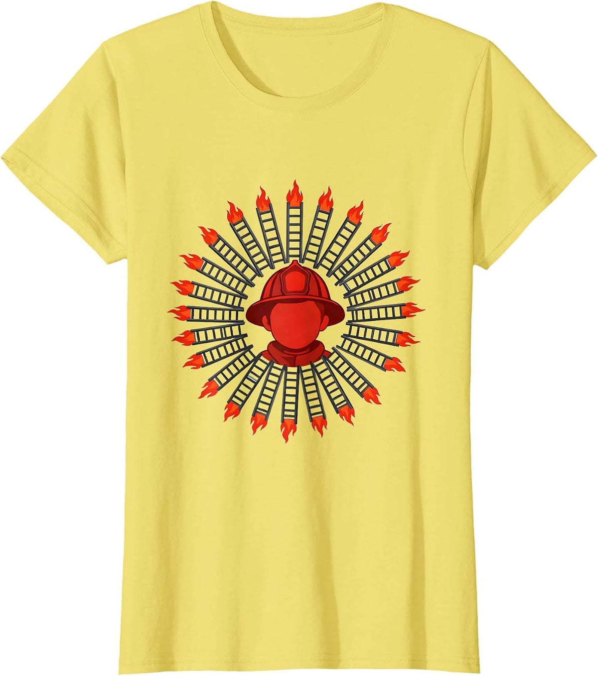 Child Firefighter Helmet Birthday Party Hat Minimalist T-Shirt - Lemon Yellow