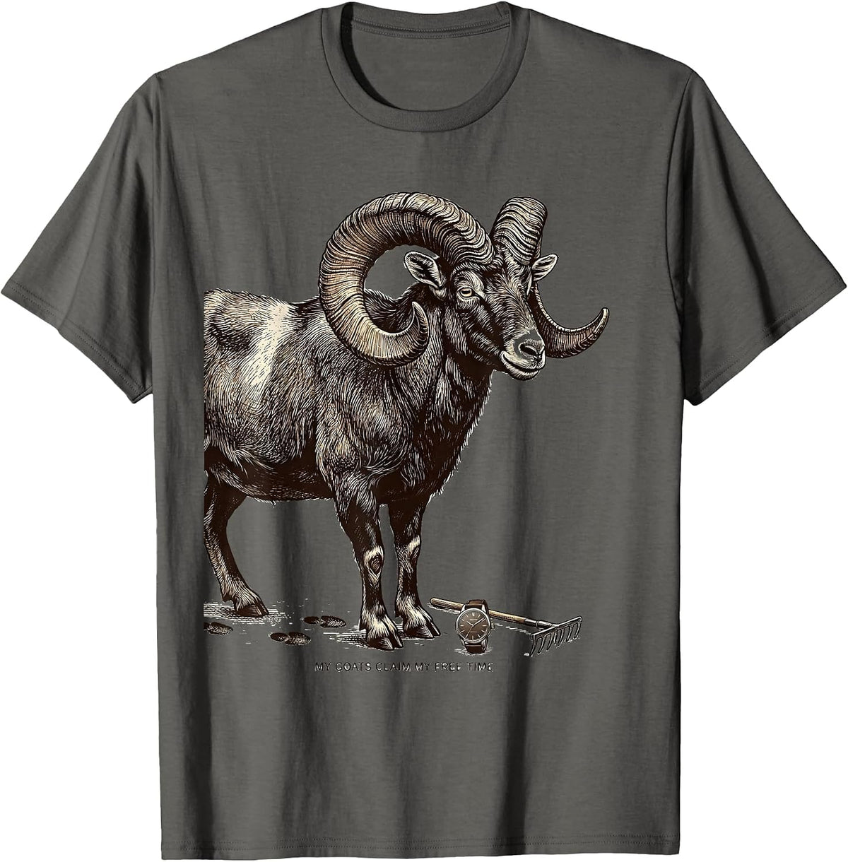 Men's My Goats Claim My Free Time Funny Goat Owner Farm Humor T-Shirt - Asphalt Grey