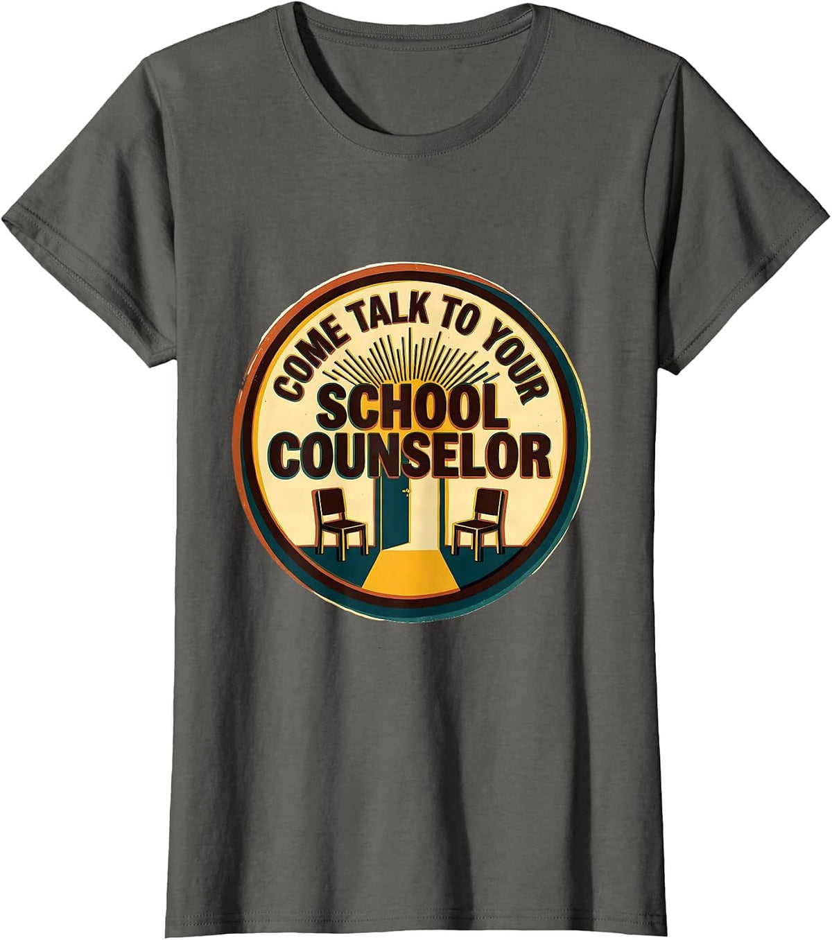 Women's Come Talk To Your School Counselor Groovy Retro Humor T-Shirt - Asphalt Grey