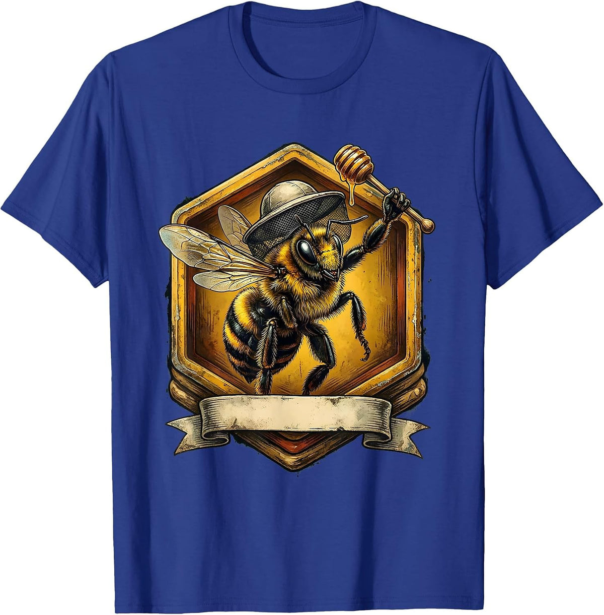 Vintage Bumblebee Mascot Beekeeper Halloween Costume T-Shirt - Royal Blue