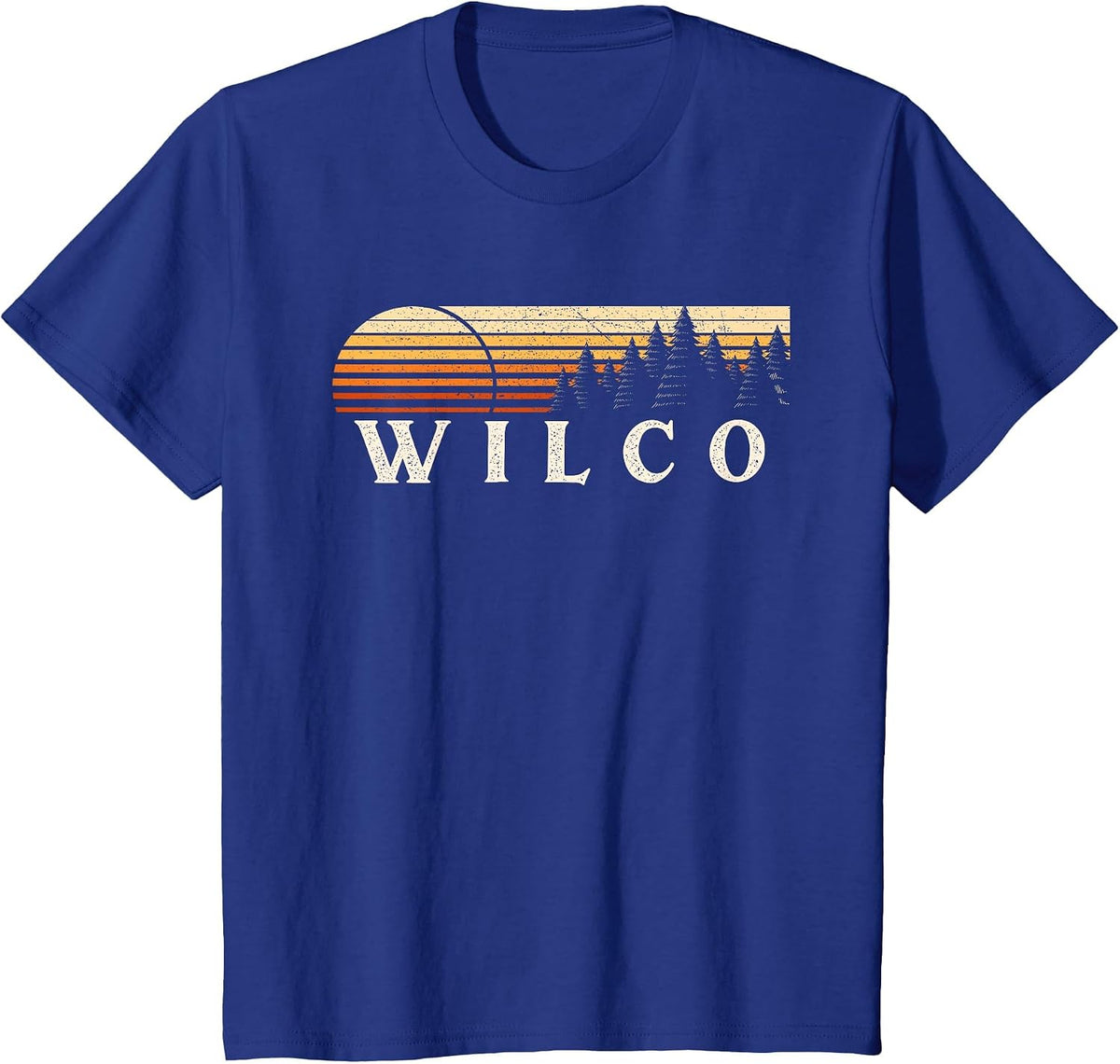 Wilco, TX Vintage Evergreen Sunset Eighties Retro T-Shirt - Royal Blue