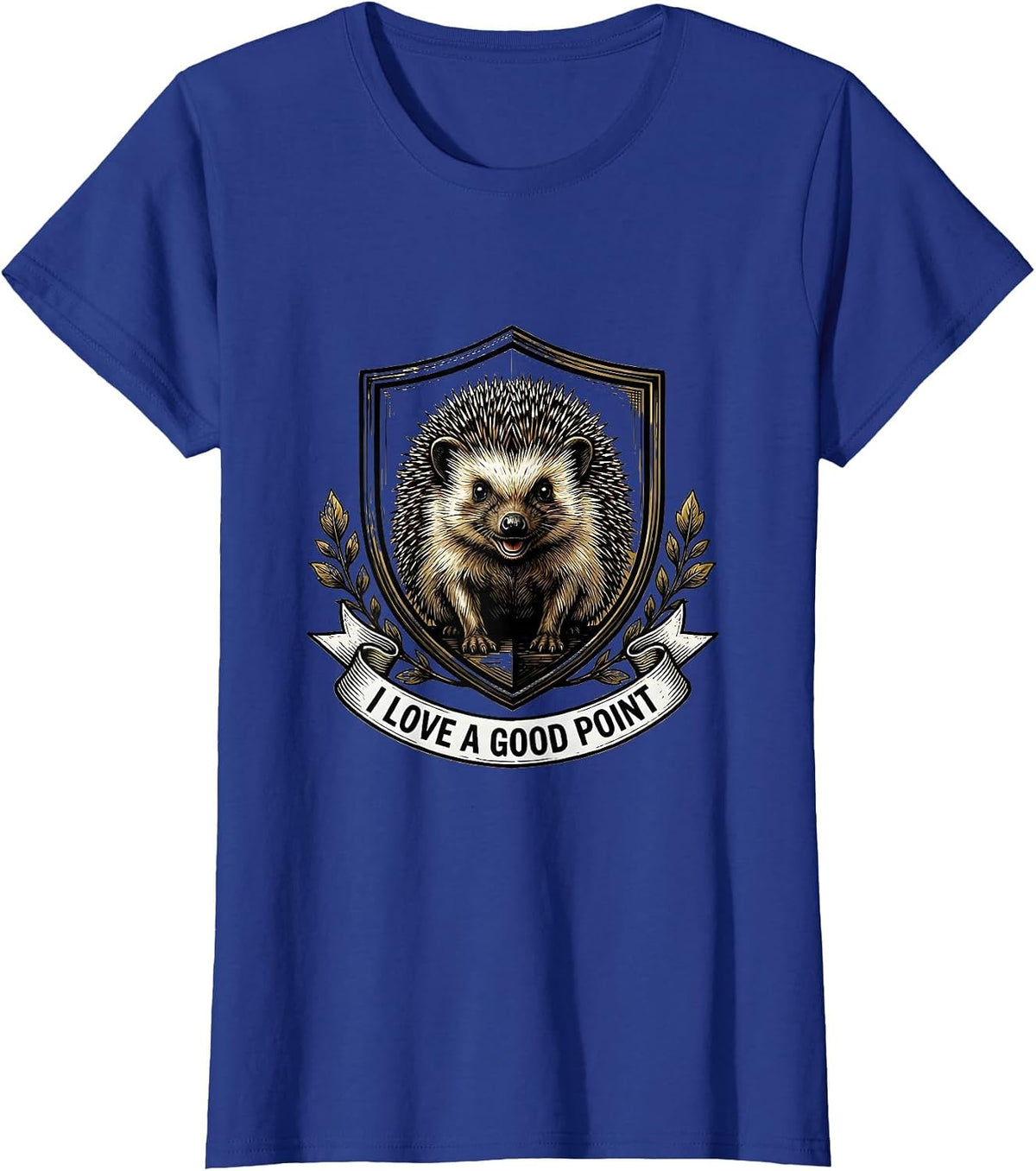 Women's I Love A Good Point Cute Hedgehog Emblem Hedgehog Lover Gift T-Shirt - Royal Blue