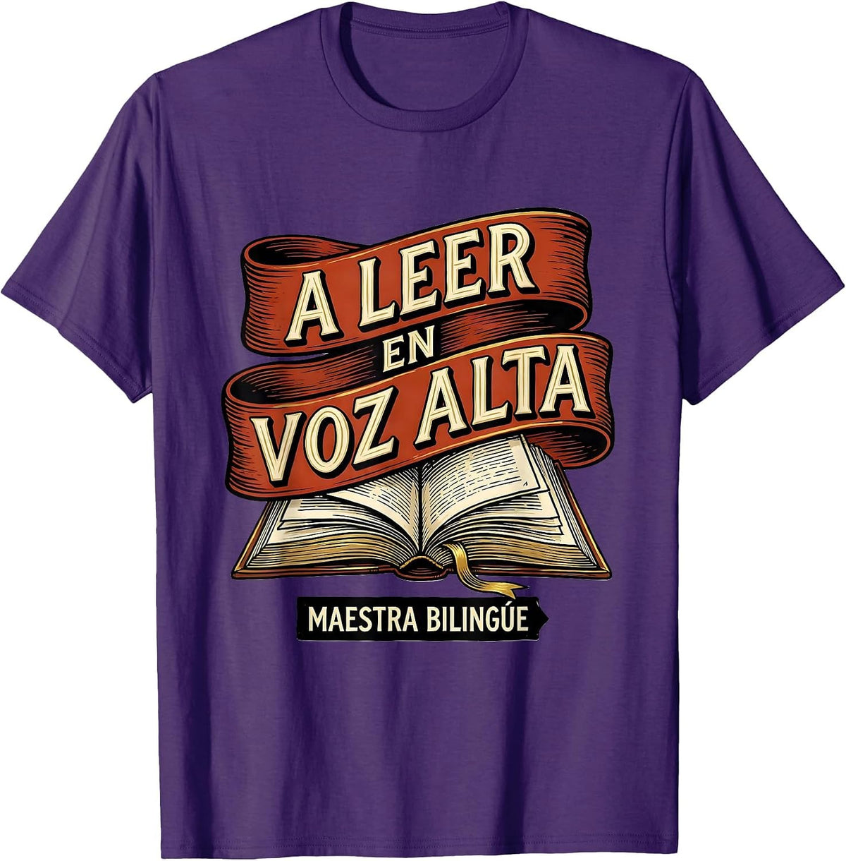 Men's A Leer en Voz Alta Maestra Bilingüe Spanish Teacher T-Shirt - Purple
