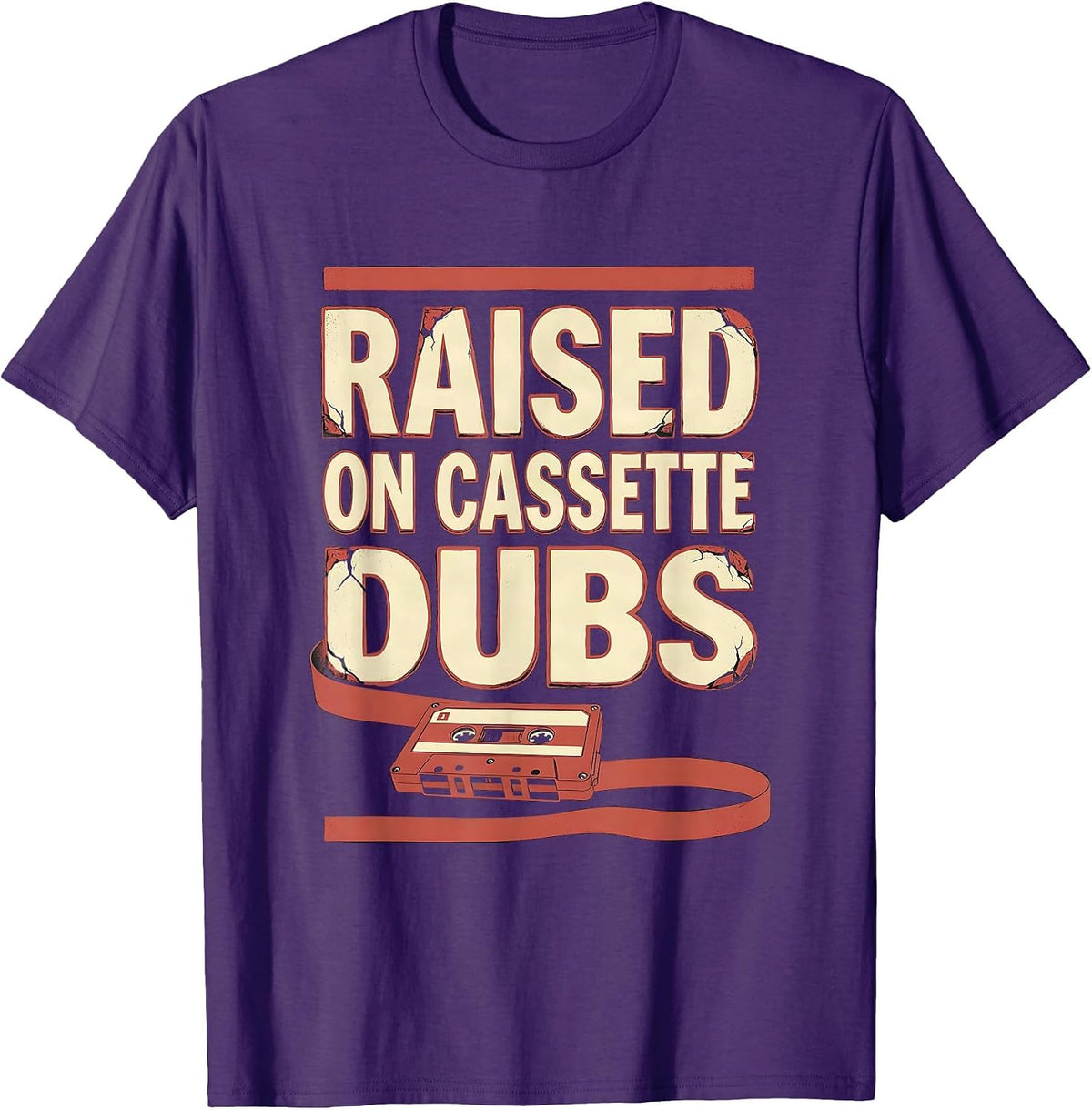 Raised On Cassette Dubs Vintage 90s Hip-Hop Rap Lyric T-Shirt - Purple