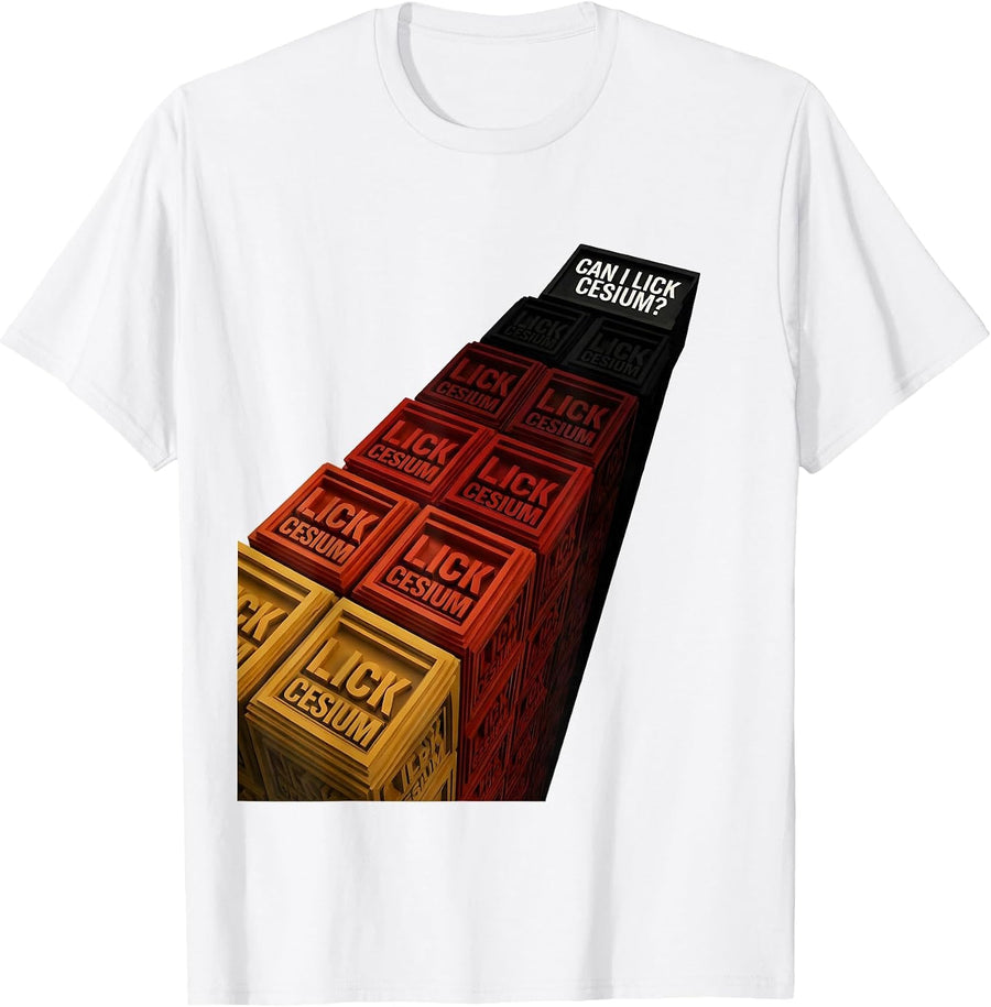 Men's Can I Lick Cesium Funny Periodic Table Science Teacher Gift T-Shirt - White