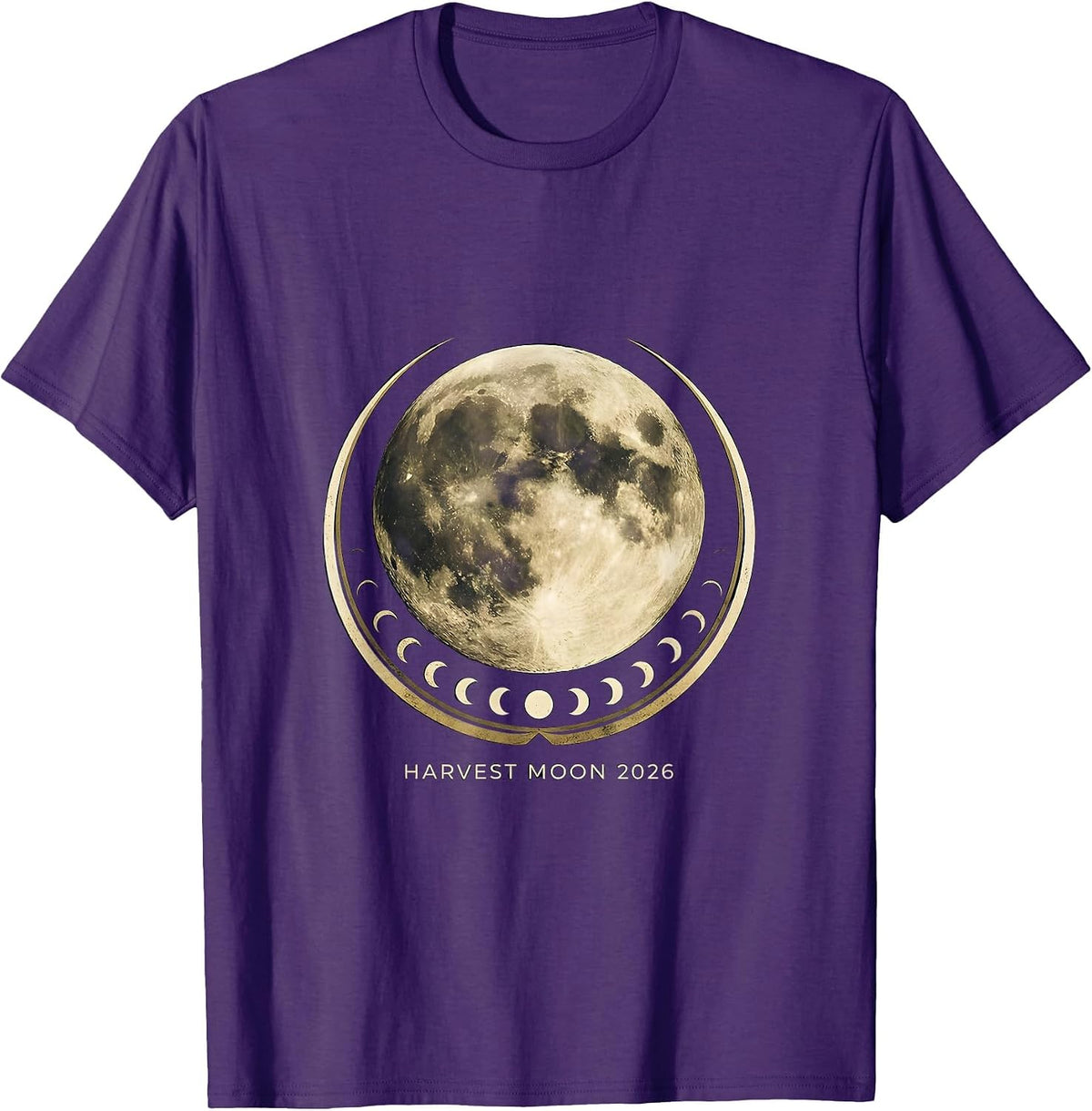 Harvest Moon 2026 Vintage Celestial Astronomy Astrology T-Shirt - Purple