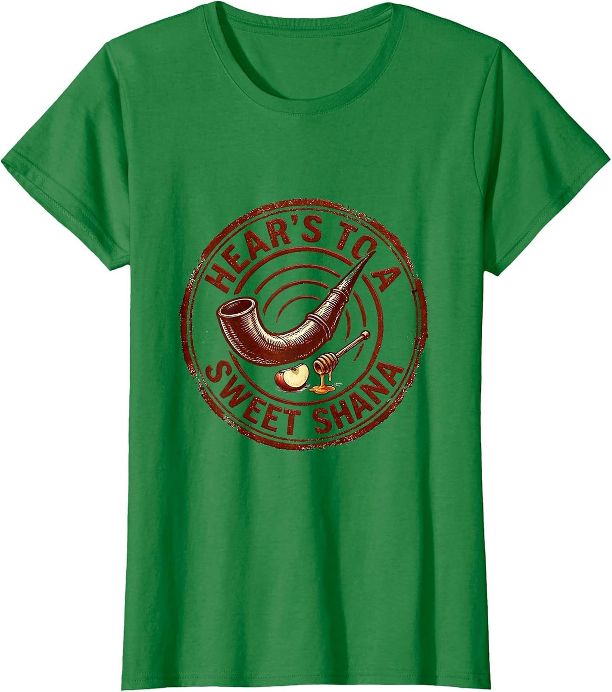 Women's Hear's To A Sweet Shana Funny Rosh Hashanah Apple Honey T-Shirt - Kelly Green