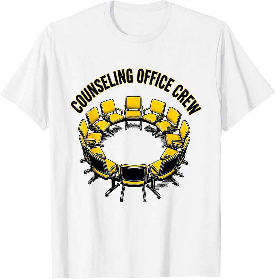 Men's Counseling Office Crew Retro Groovy School Counselor Humor T-Shirt - White