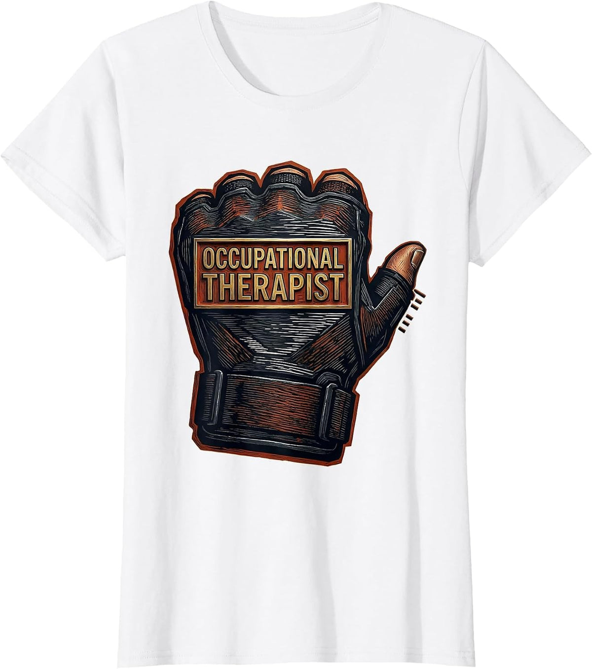 Occupational Therapist Linocut Retro OT Month Gift T-Shirt - White