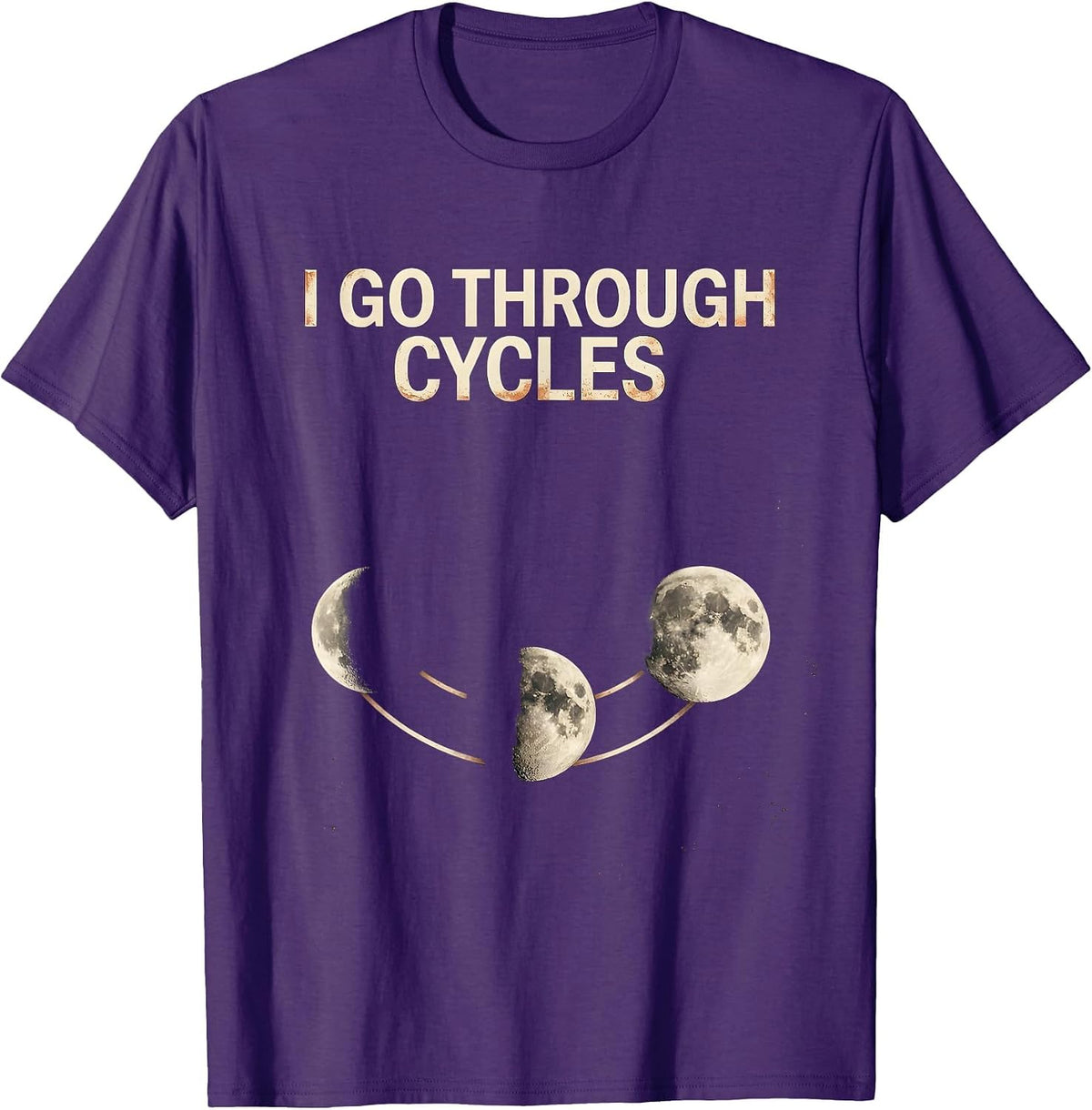 I Go Through Cycles Distressed Moon Phase Astronomy Boho T-Shirt - Purple