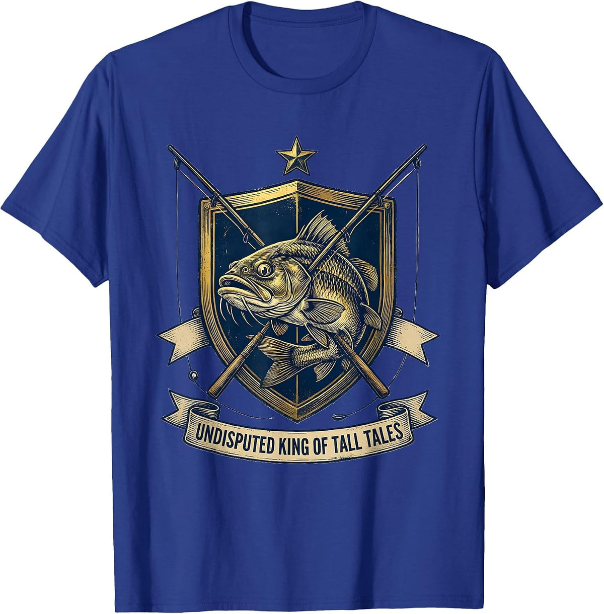 Undisputed King Of Tall Tales Funny Fishing Dad Humor T-Shirt - Royal Blue