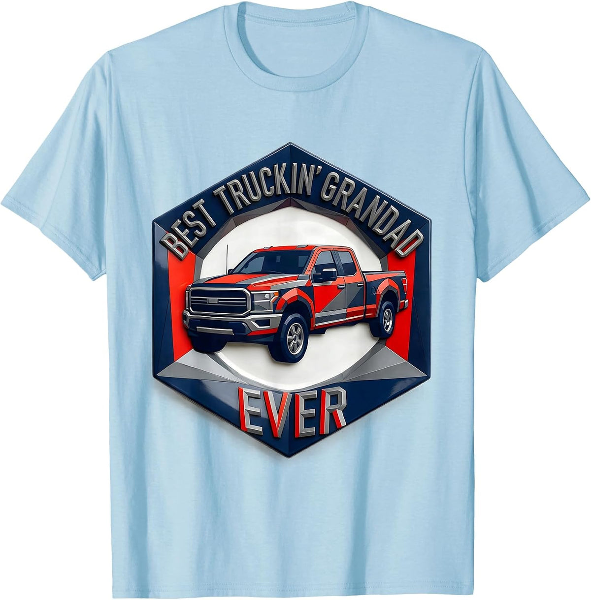 Men's Best Truckin' Grandad Ever Funny Trucker Gift Truck Driver T-Shirt - Baby Blue