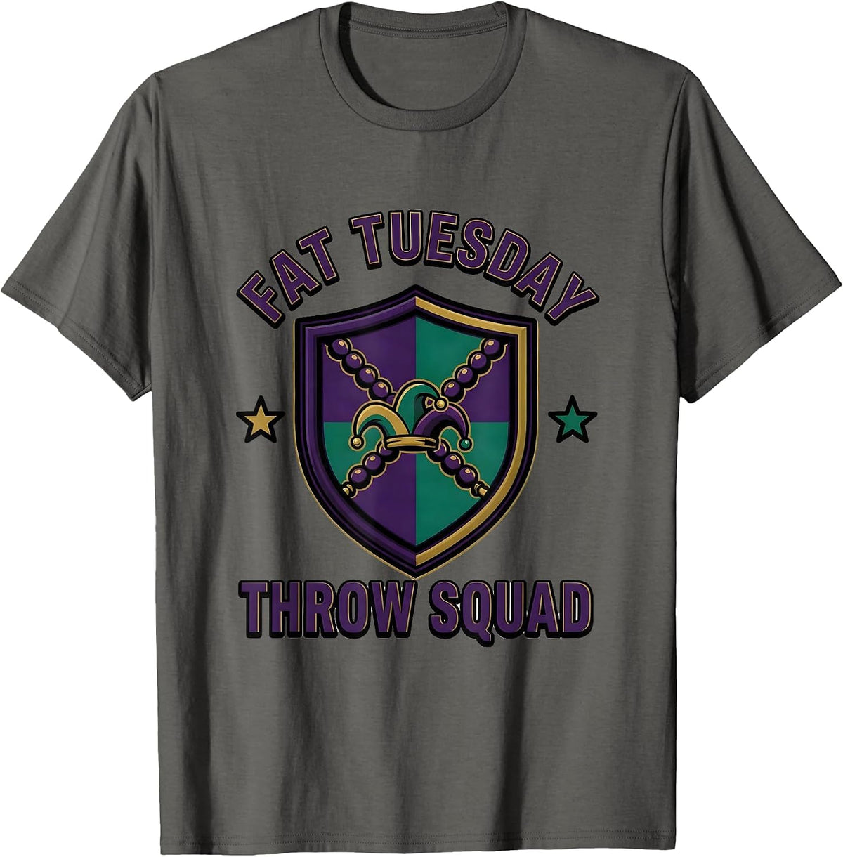 Men's Fat Tuesday Throw Squad Funny Mardi Gras Carnival Party T-Shirt - Asphalt Grey