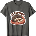 Sleephog Cute Sleeping Hedgehog Animal Lover Humor T-Shirt - Asphalt Grey
