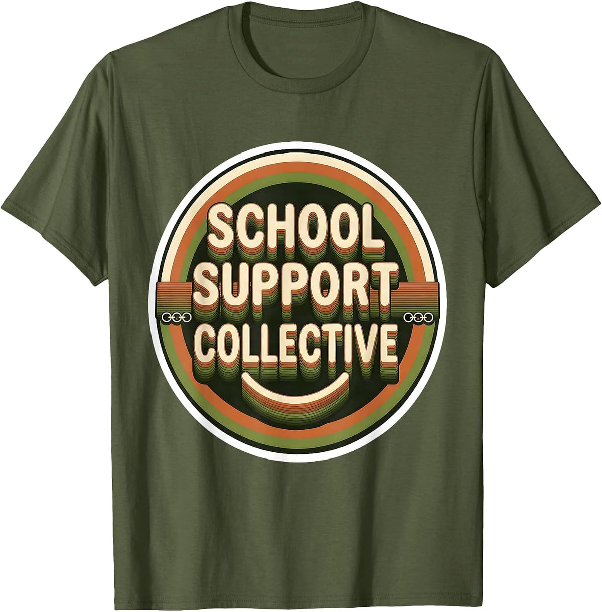 Men's School Support Collective Groovy Retro School Counselor T-Shirt - Olive Green