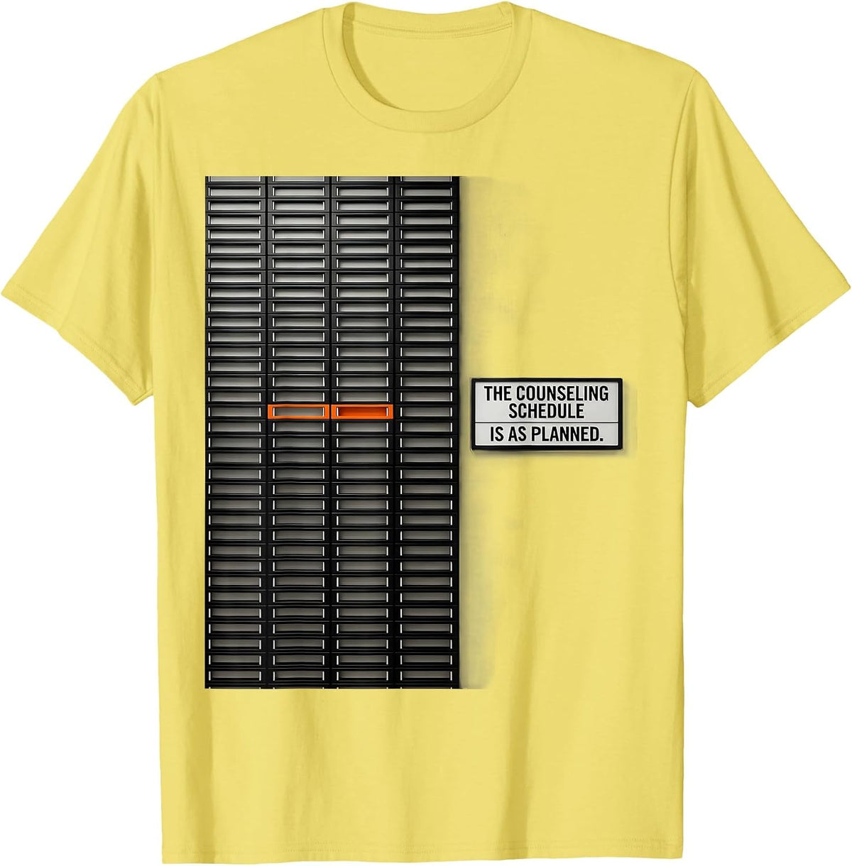 Men's The Counseling Schedule Is As Planned Groovy School T-Shirt - Lemon Yellow