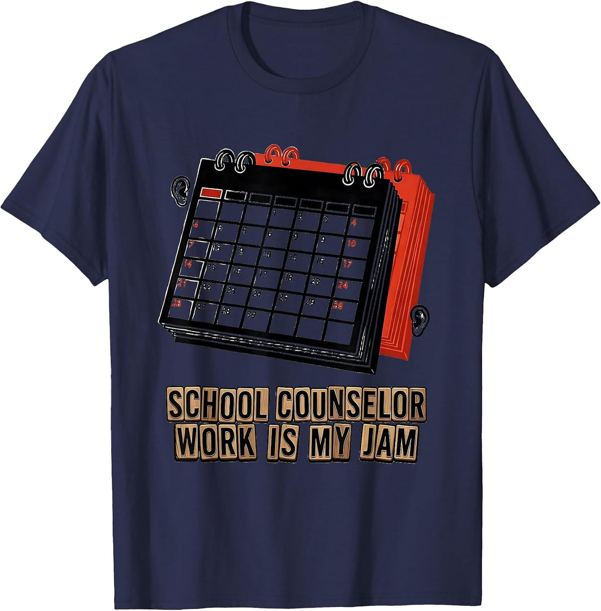 Men's School Counselor Work Is My Jam Funny School Psychologist T-Shirt - Navy Blue