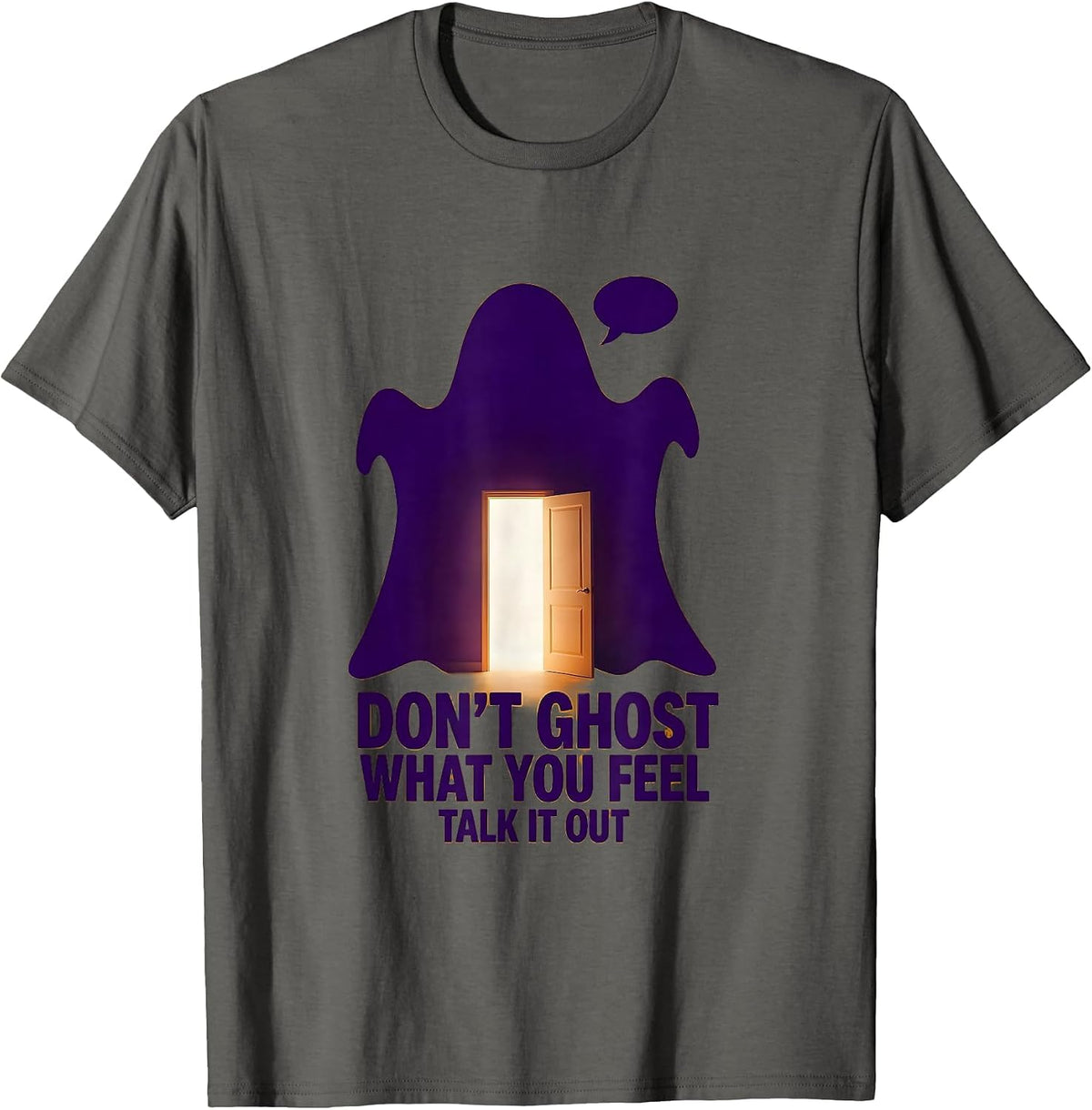 Don't Ghost What You Feel Talk It Out Halloween School T-Shirt - Asphalt Grey