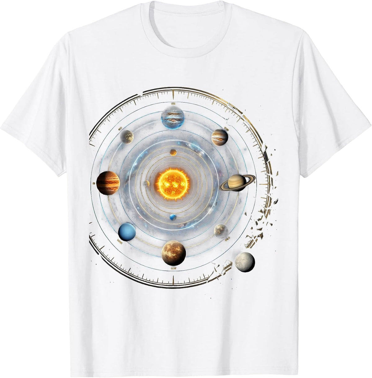 Men's Solar System Planets Cosmic Space Humor T-Shirt - White