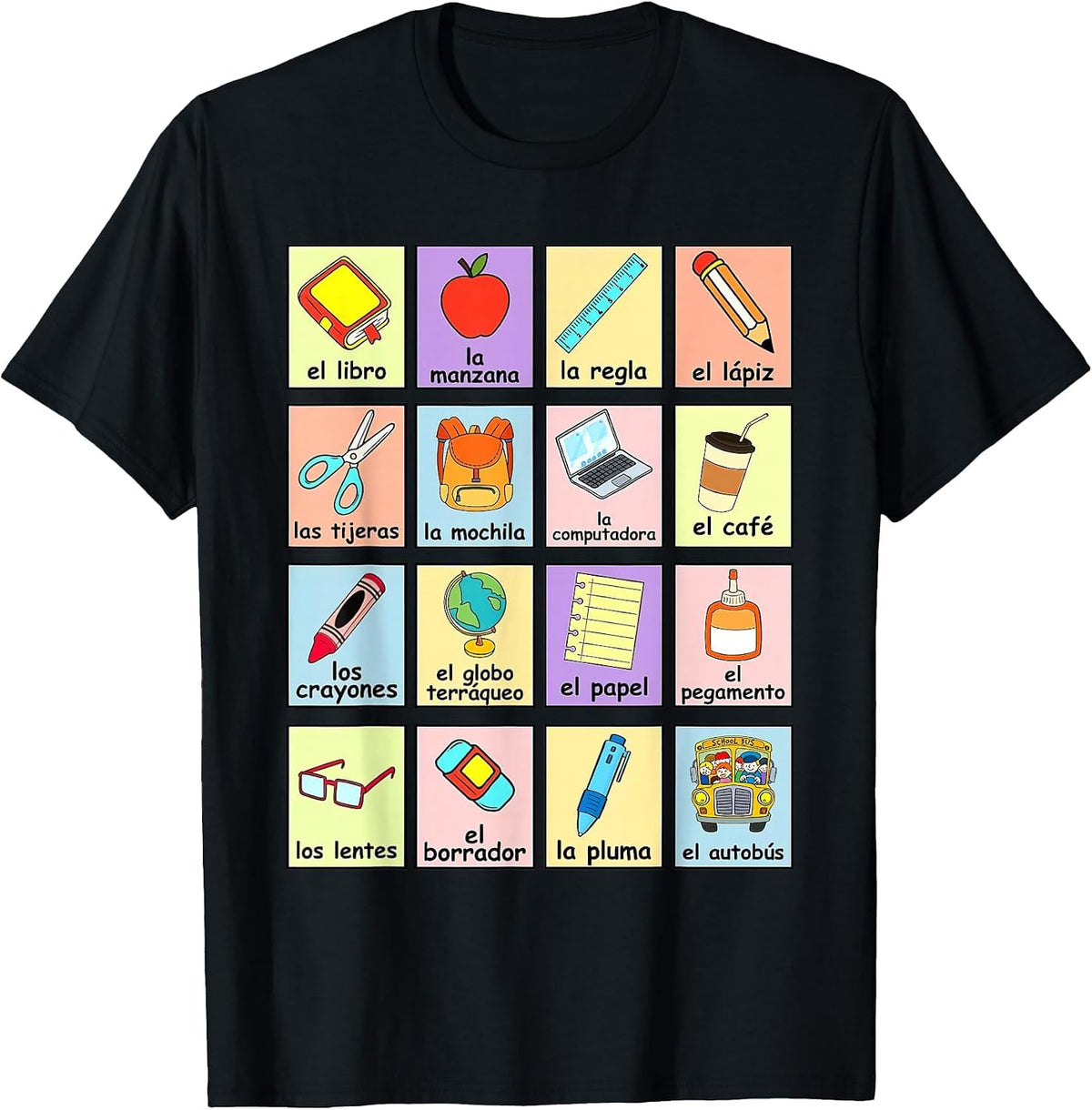 Dual Language Crew Bilingual Spanish Teacher Back to School T-Shirt - Black