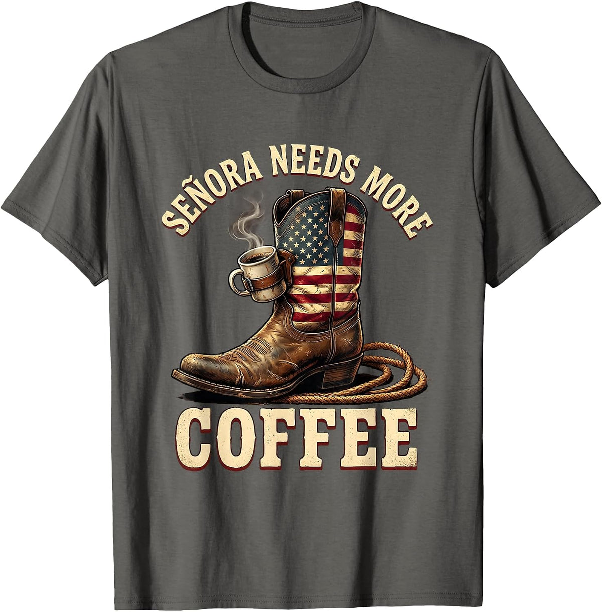 Senora Needs More Coffee Spanish Teacher Design T-Shirt - Asphalt Grey
