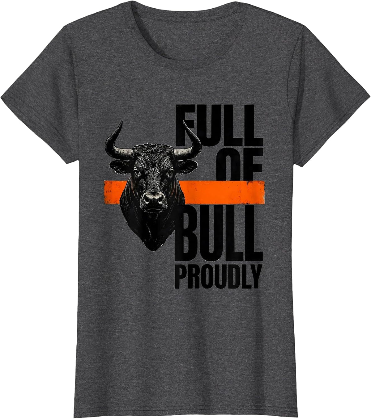 Women's Full Of Bull, Proudly Vintage Western Cowgirl Retro Rodeo T-Shirt - Dark Heather Grey