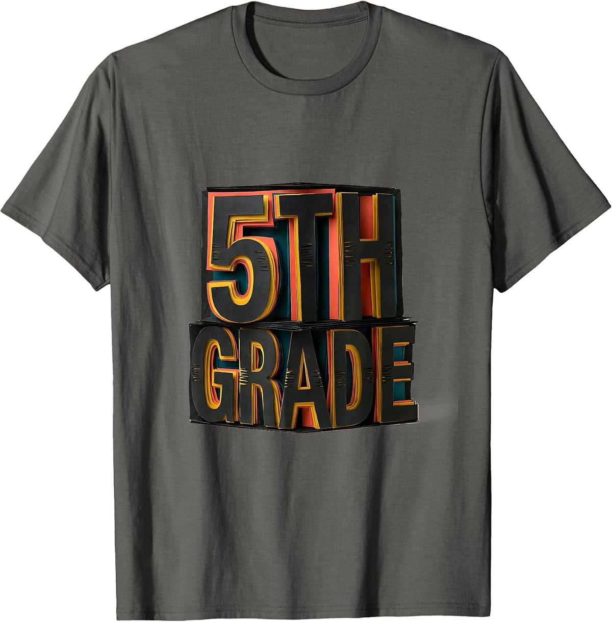 Groovy 5th Grade Back To School First Day of Fifth Grade T-Shirt - Asphalt Grey