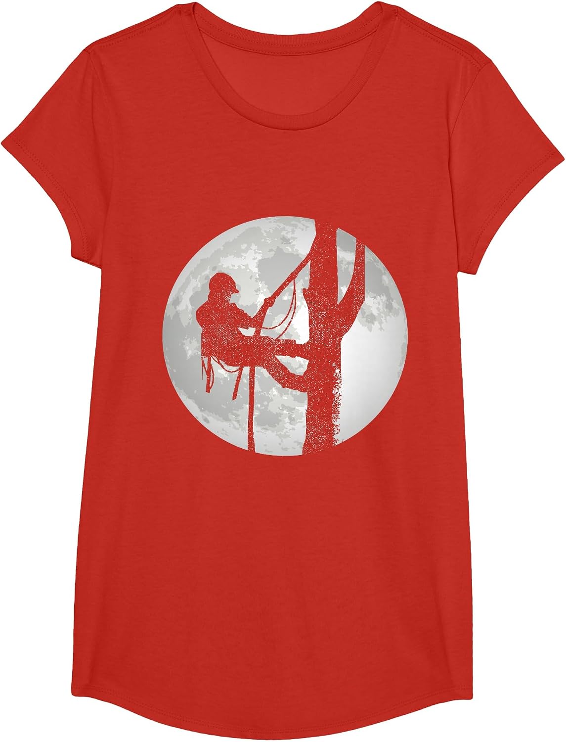 Outdoorsman Lumberjack Tree Climber Moon Logger Arborist T-Shirt - Girls Red