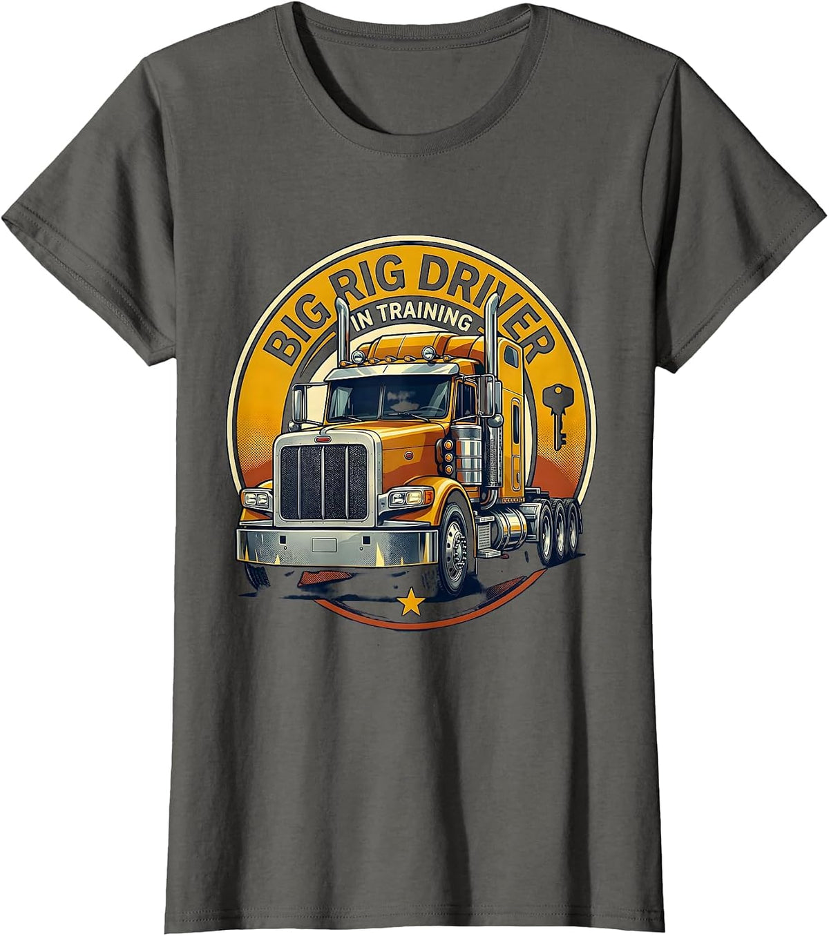 Women's Big Rig Driver In Training Funny Truck Lover Toddler Boy T-Shirt - Asphalt Grey